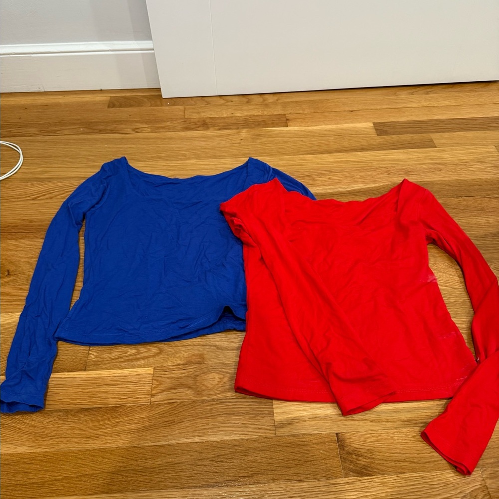 Long Sleeve Tops - Blue and Red